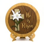 Gracewood Studio Faith Collection Plaque He is Risen in White Oak Veneer